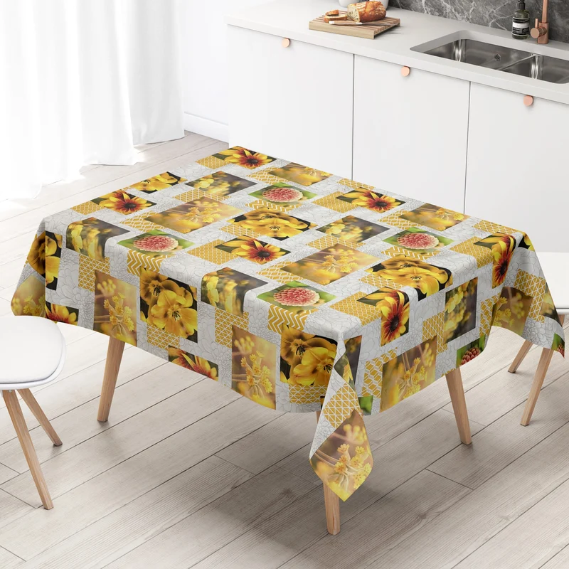Wachstuch Tischdecke CB40 gelbe Blüten Blumen Sommer Garten eckig rund oval