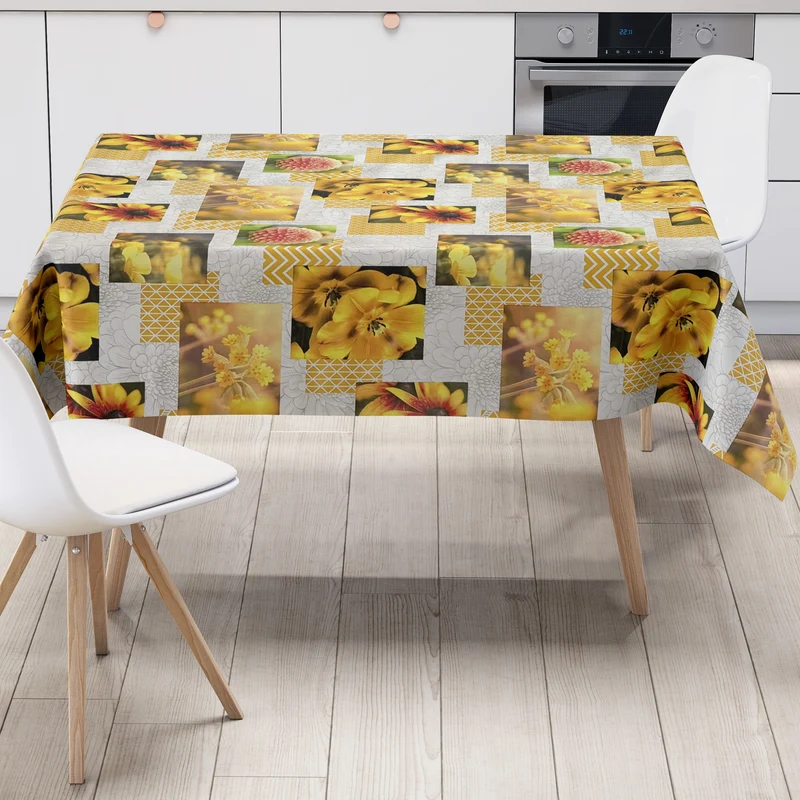 Wachstuch Tischdecke CB40 gelbe Blüten Blumen Sommer Garten eckig rund oval