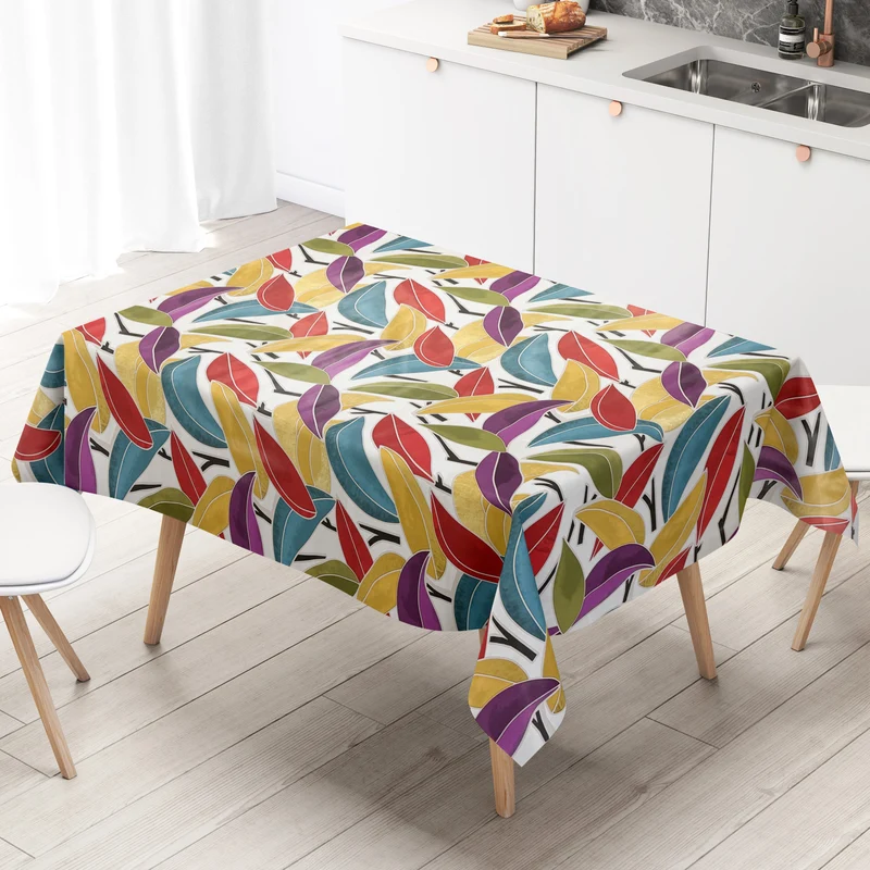 Wachstuch Tischdecke DZ70 36897 bunte Blätter Dschungel Sommer eckig rund oval
