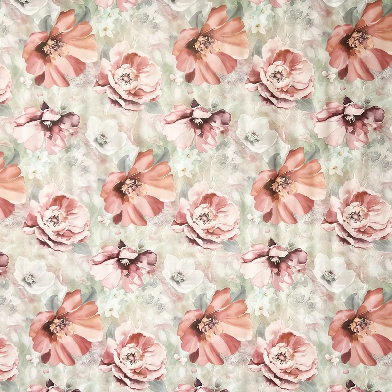 Wachstuch Tischdecke EG60 mintgrün Malve Mohnblume eckig rund oval