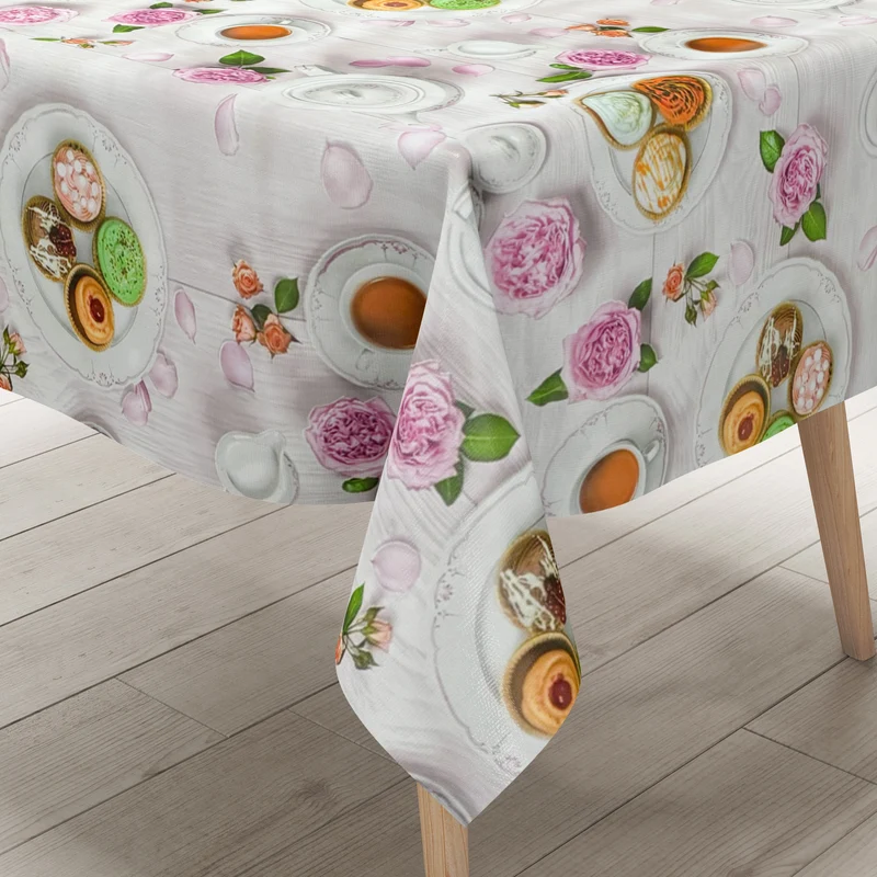Wachstuch Tischdecke BR70 Kaffee Cupcakes auf Holz eckig rund oval Meterware