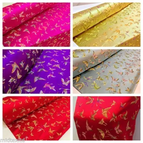 CHINESE ORIENTAL BUTTERFLY BROCADE SILKY SATIN DRESS FABRIC 44" wide Mtex M57