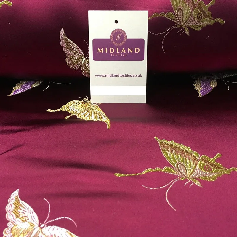 CHINESE ORIENTAL BUTTERFLY BROCADE SILKY SATIN DRESS FABRIC 44" wide Mtex M57