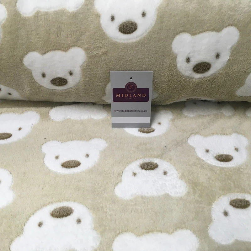 Teddy bears Soft Cuddle Fleece fabric ideal for blankets, throws 60" Wide MH1018