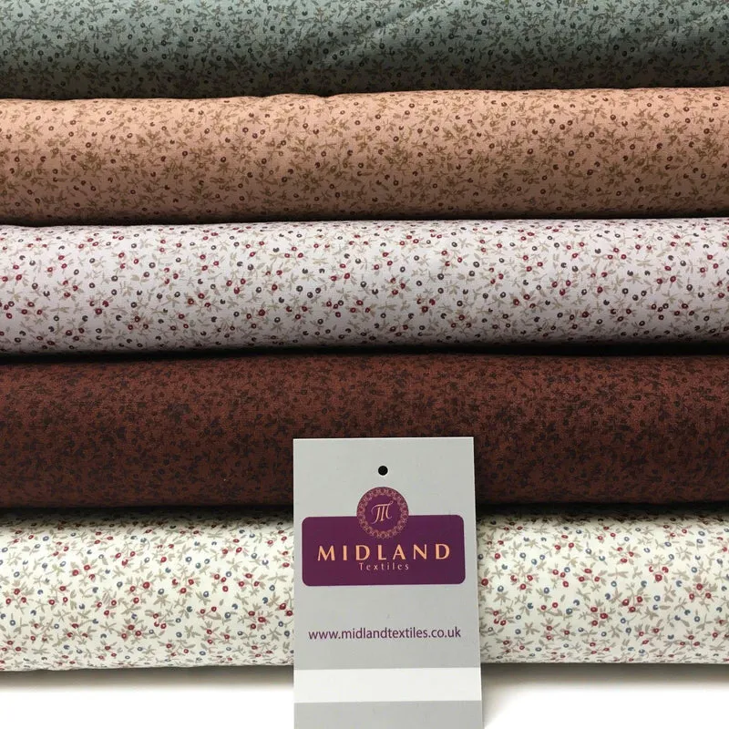 Small Floral 100% Cotton Poplin printed fabric 45" Wide M993 Mtex