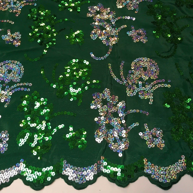 Floral Sequins on crepe Fabric with scalloped edge 39" Wide MK990