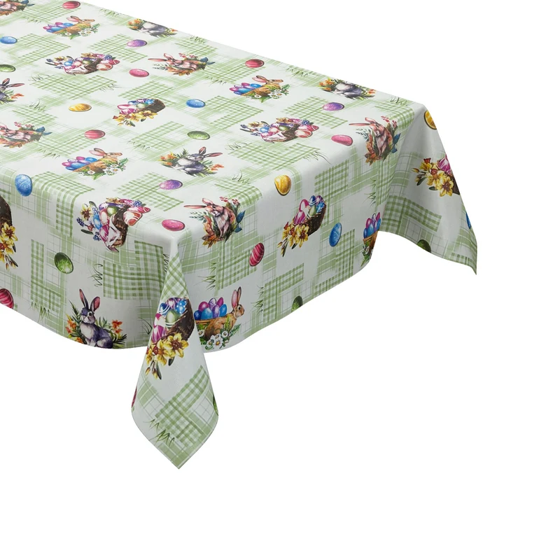 Wachstuch Tischdecke Meterware P1205-2 grün Ostern Ostereier Osterhase eckig rund oval