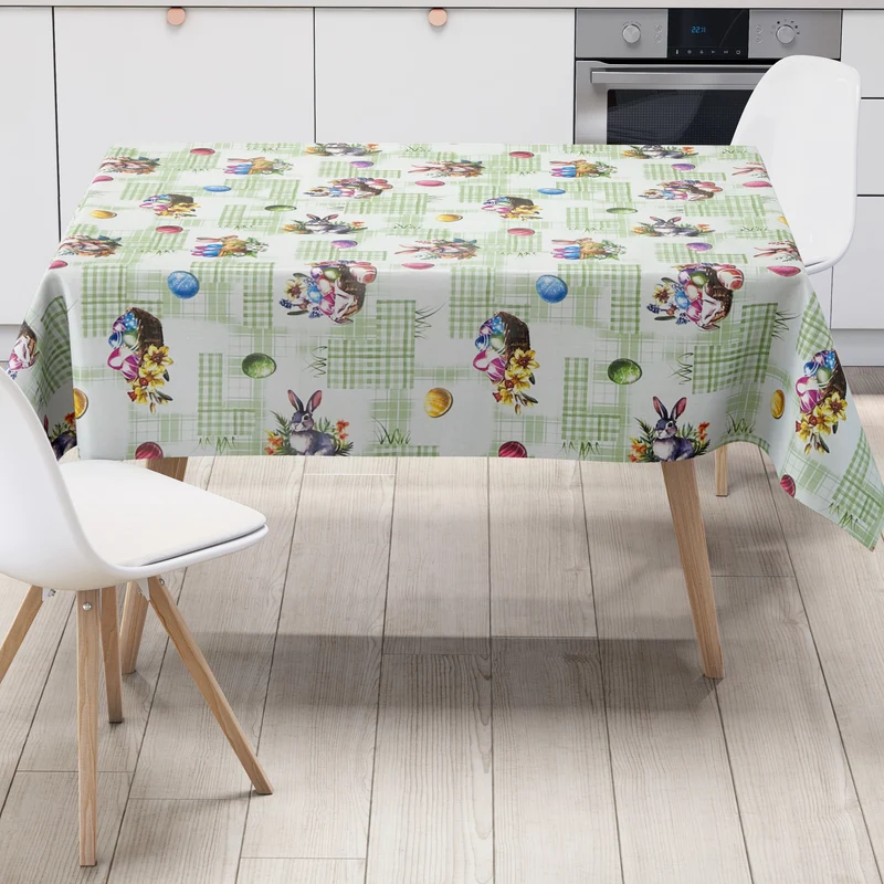 Wachstuch Tischdecke Meterware P1205-2 grün Ostern Ostereier Osterhase eckig rund oval