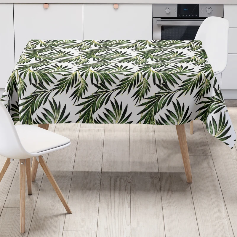 Wachstuch Tischdecke geprägt B4020-02 grün gold Palmen Monstera Dschungel eckig rund oval