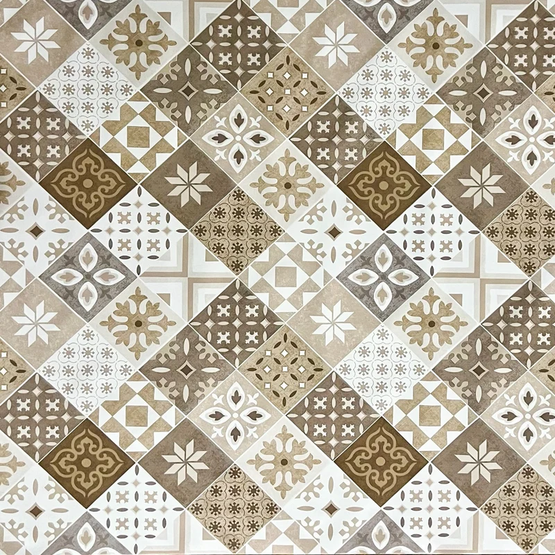 Wachstuch Tischdecke B4034-02 braun beige Mosaik Fliesen Porto eckig rund oval