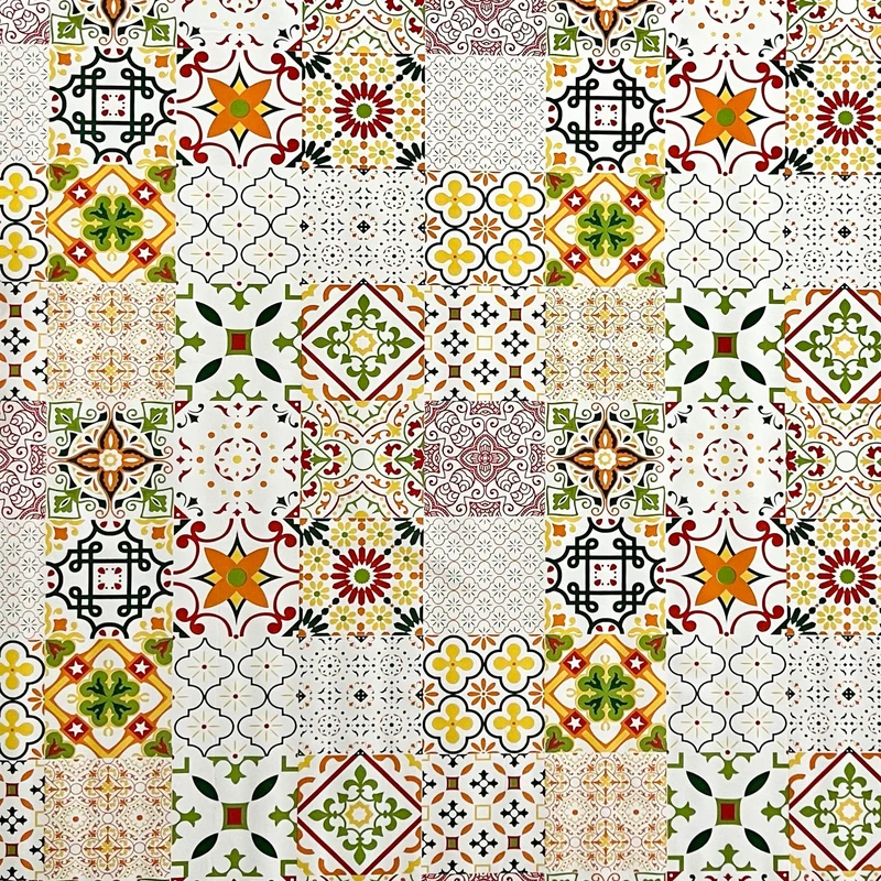 Wachstuch Tischdecke B5010-06 Mosaik Fliesen grün orange eckig rund oval
