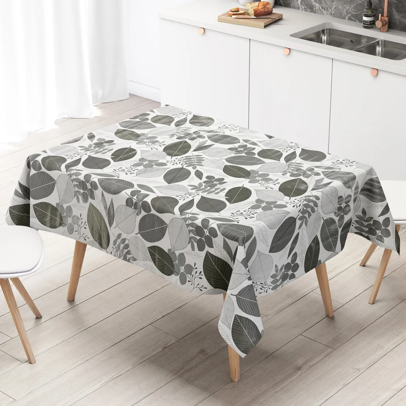 Wachstuch Tischdecke B4052-04 graue Blätter Laub Dschungel Herbst eckig rund oval