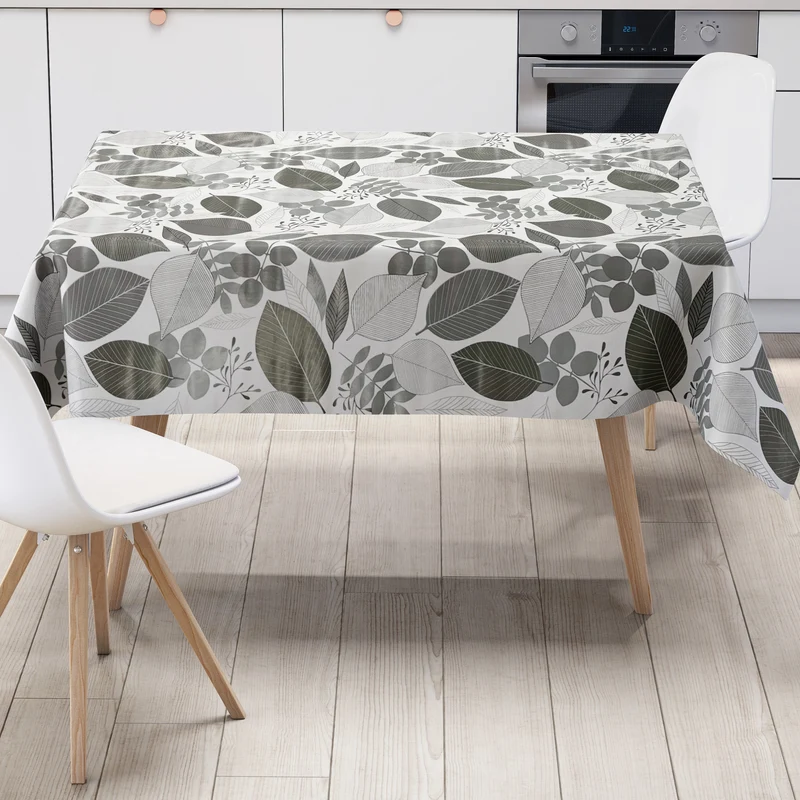 Wachstuch Tischdecke B4052-04 graue Blätter Laub Dschungel Herbst eckig rund oval