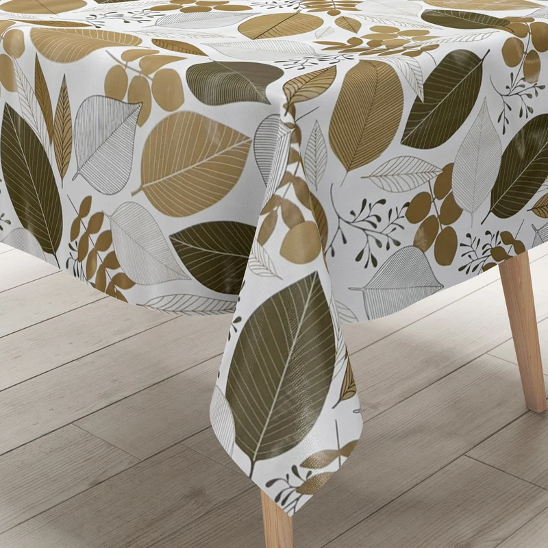 Wachstuch Tischdecke B4052-03 braune Blätter Laub Dschungel Herbst eckig rund oval