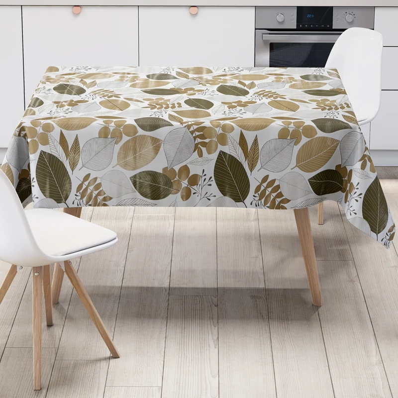 Wachstuch Tischdecke B4052-03 braune Blätter Laub Dschungel Herbst eckig rund oval