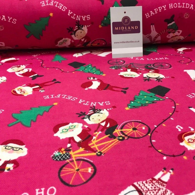 Pink Santa Cotton Wynciette Brushed Flannel Fabric, 56in Wide, MK988-15