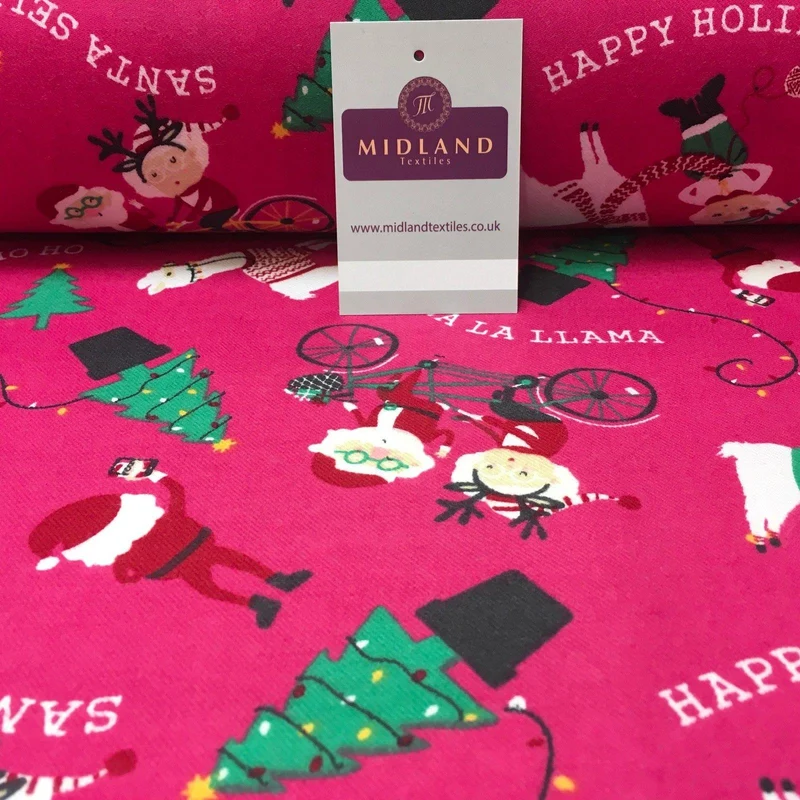 Pink Santa Cotton Wynciette Brushed Flannel Fabric, 56in Wide, MK988-15