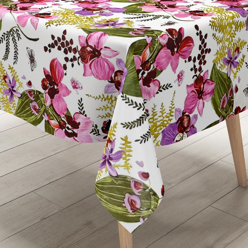 Wachstuch Tischdecke B4054-01 Orchideen Blüten eckig rund oval