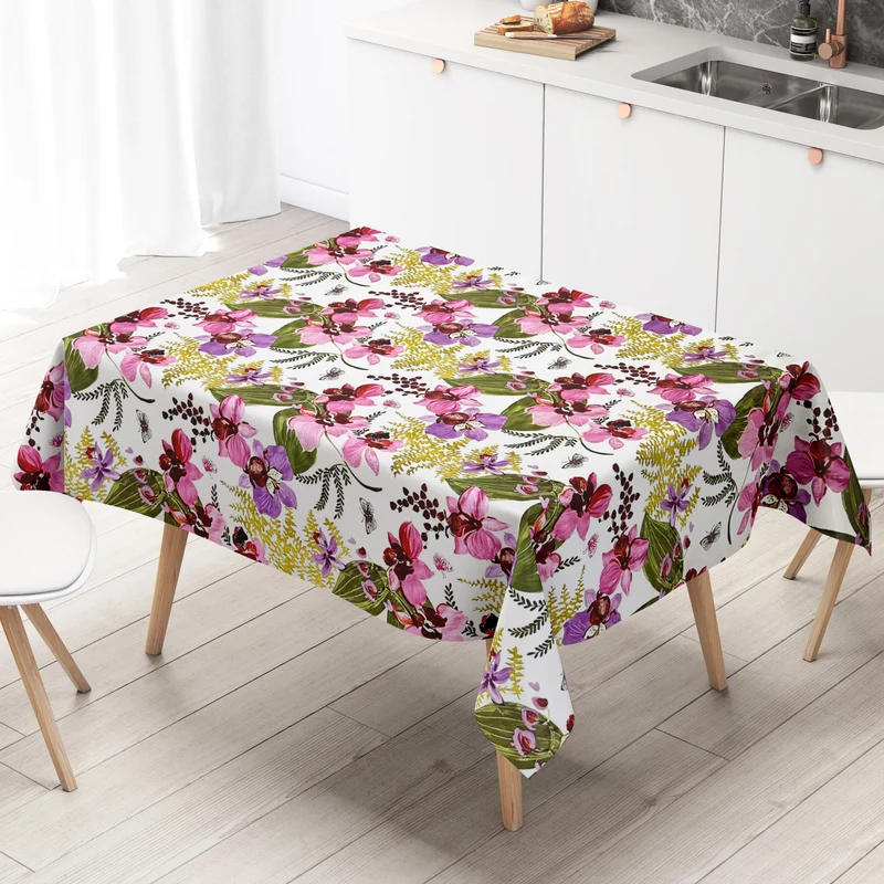 Wachstuch Tischdecke B4054-01 Orchideen Blüten eckig rund oval
