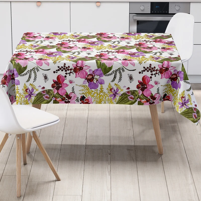 Wachstuch Tischdecke B4054-01 Orchideen Blüten eckig rund oval