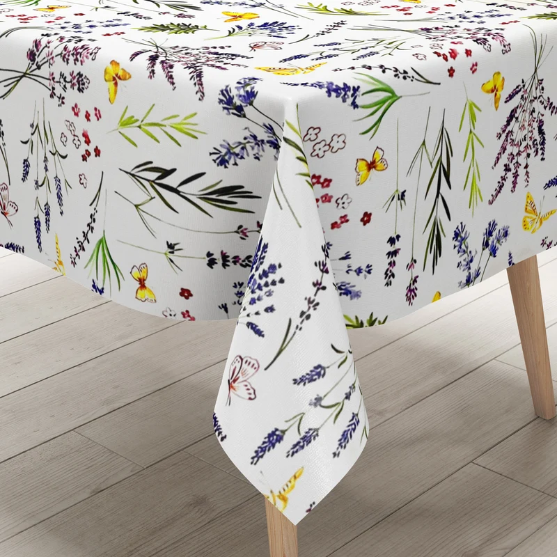 Wachstuch Tischdecke geprägt B5068-01 Lavendel Blumenwiese eckig rund oval