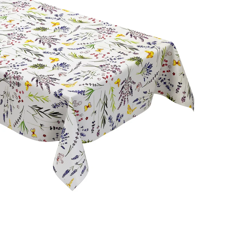 Wachstuch Tischdecke geprägt B5068-01 Lavendel Blumenwiese eckig rund oval