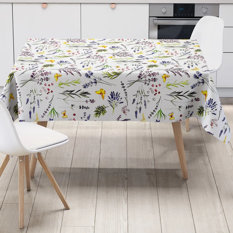 Wachstuch Tischdecke geprägt B5068-01 Lavendel Blumenwiese eckig rund oval