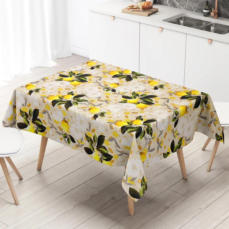 Wachstuch Tischdecke B6025-02 beige Zitronen Finca Sommer eckig rund oval
