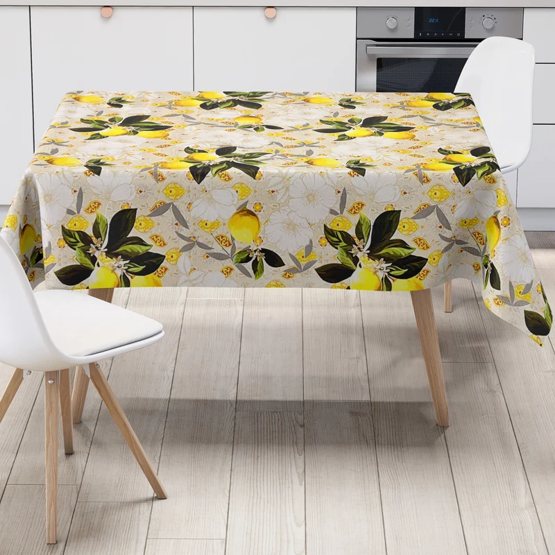 Wachstuch Tischdecke B6025-02 beige Zitronen Finca Sommer eckig rund oval