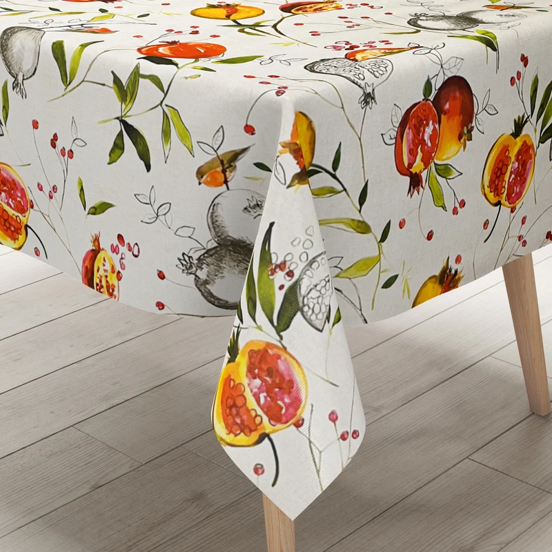 Wachstuch Tischdecke geprägt B5070-01 Granatapfel Meise eckig rund oval