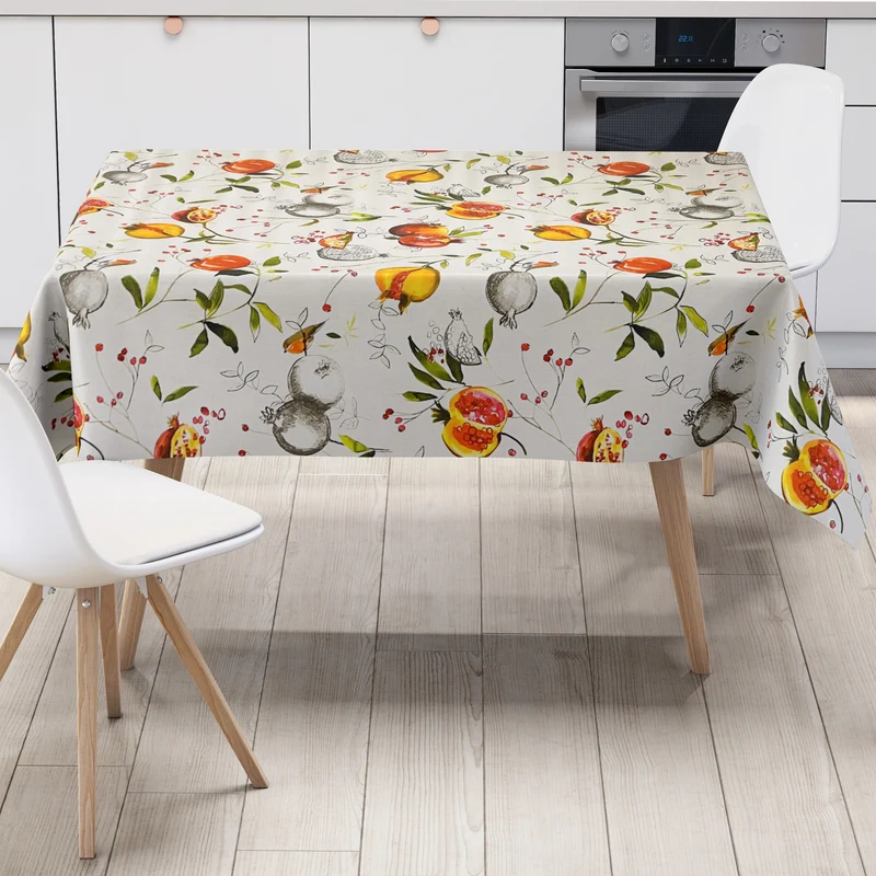 Wachstuch Tischdecke geprägt B5070-01 Granatapfel Meise eckig rund oval