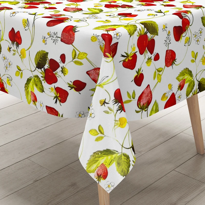 Wachstuch Tischdecke B4057-01 Erdbeeren Früchte Sommer eckig rund oval