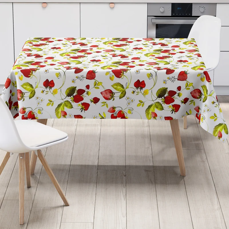 Wachstuch Tischdecke B4057-01 Erdbeeren Früchte Sommer eckig rund oval