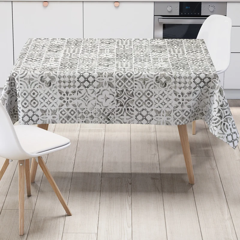 Wachstuch Tischdecke B1030-02 grau geprägt Mosaik Mykonos eckig rund oval Meterware
