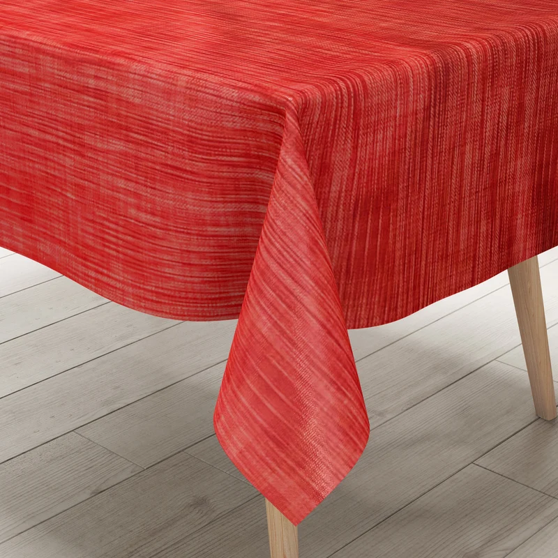 Wachstuch Tischdecke B1778-09 rot Leinenoptik eckig rund oval