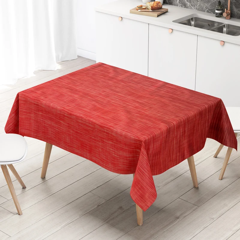 Wachstuch Tischdecke B1778-09 rot Leinenoptik eckig rund oval