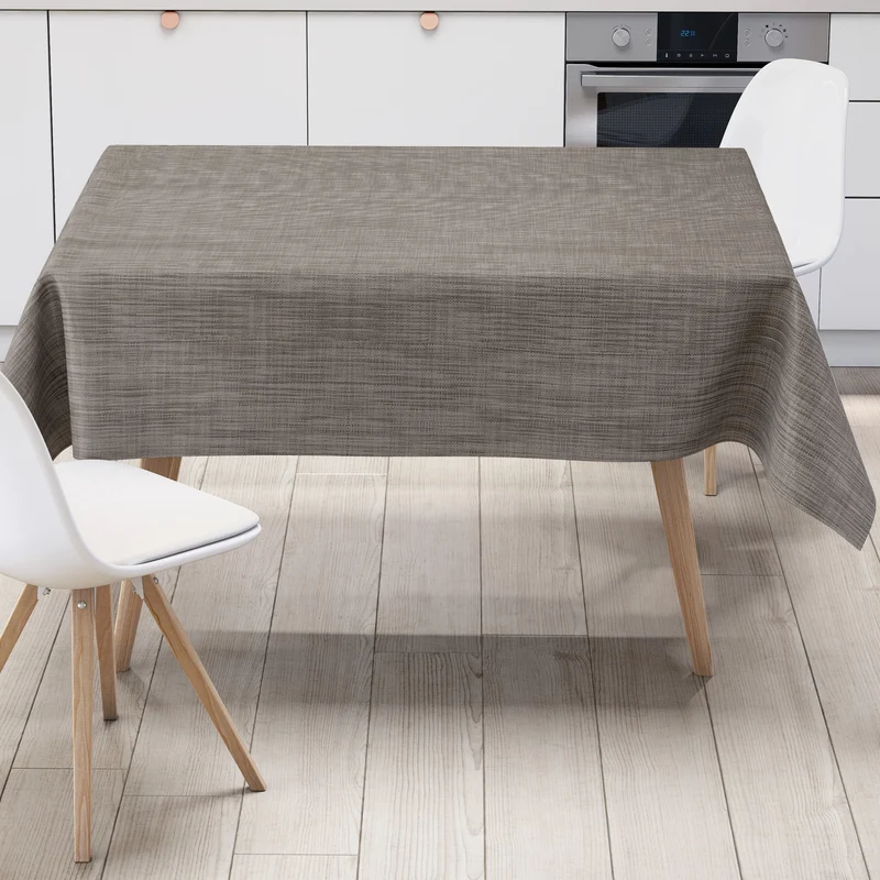 Wachstuch Tischdecke B1778-05 grau braun Leinenoptik eckig rund oval