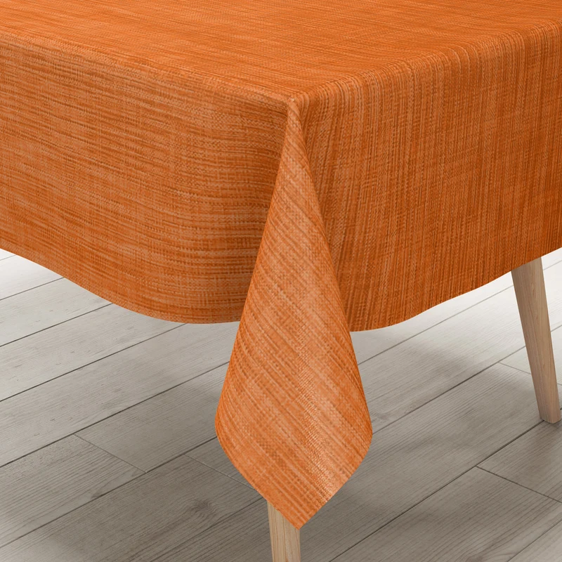 Wachstuch Tischdecke B1778-03 orange terrakotta Leinenoptik eckig rund oval