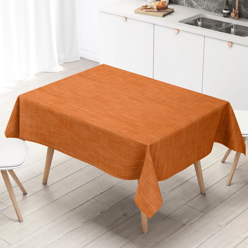 Wachstuch Tischdecke B1778-03 orange terrakotta Leinenoptik eckig rund oval