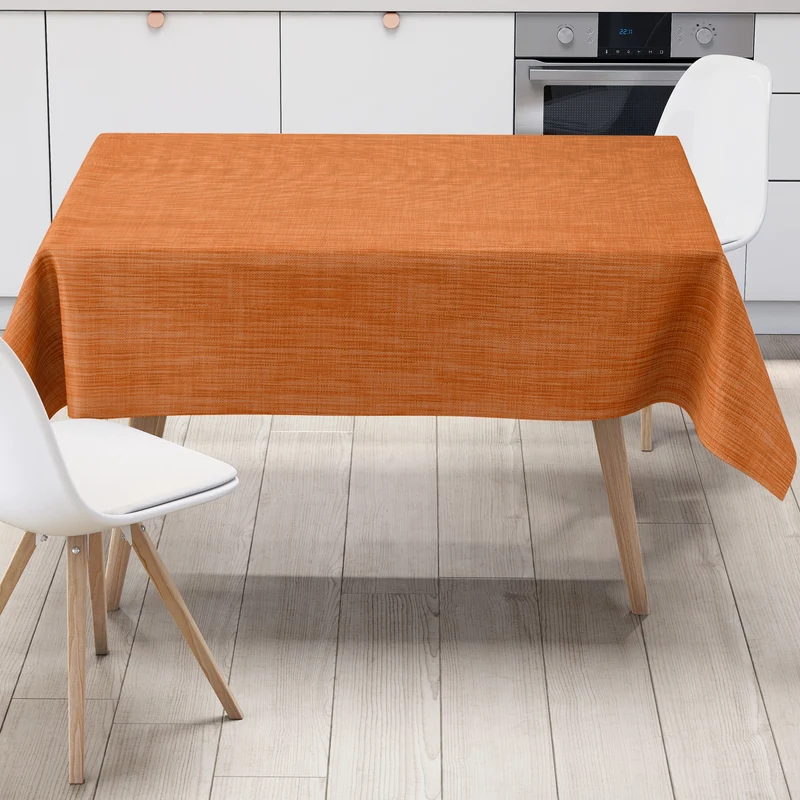 Wachstuch Tischdecke B1778-03 orange terrakotta Leinenoptik eckig rund oval