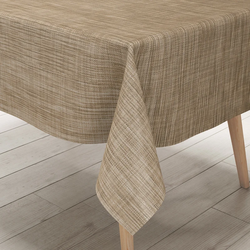 Wachstuch Tischdecke B1778-01 beige Leinenoptik eckig rund oval