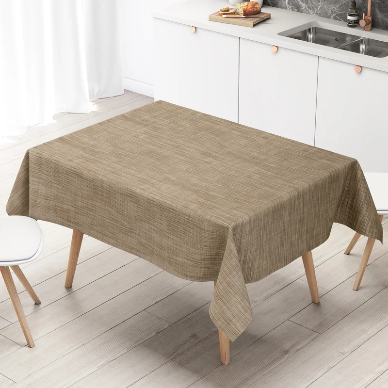Wachstuch Tischdecke B1778-01 beige Leinenoptik eckig rund oval