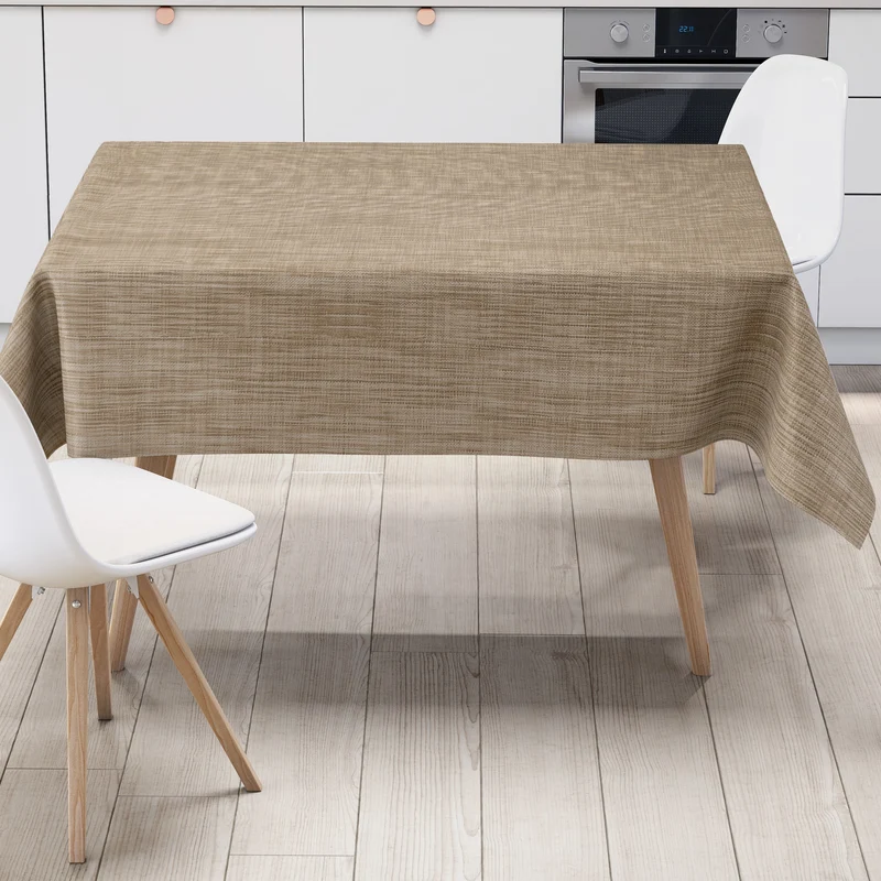 Wachstuch Tischdecke B1778-01 beige Leinenoptik eckig rund oval