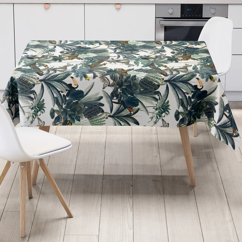 Wachstuch Tischdecke K150212 Dschungel Tiger Tukan eckig rund oval Meterware