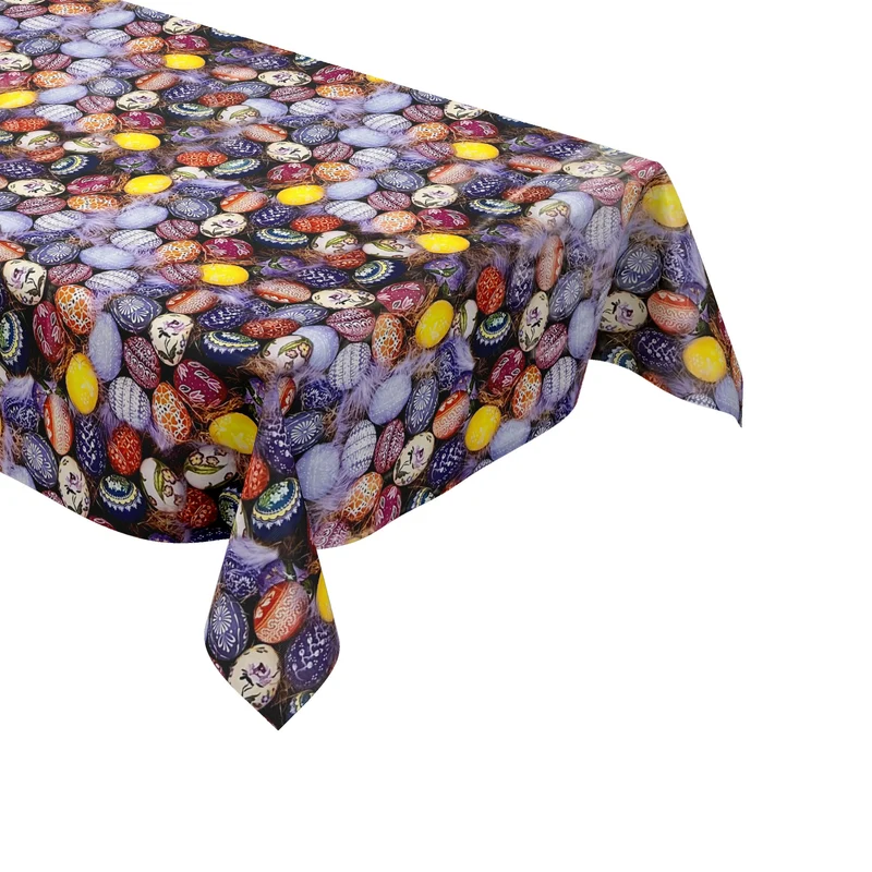 Wachstuch Tischdecke Meterware 01726-00 Ostern bunte Ostereier Federn eckig rund oval