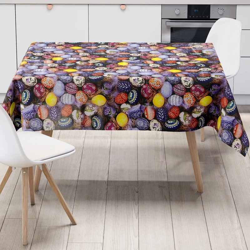 Wachstuch Tischdecke Meterware 01726-00 Ostern bunte Ostereier Federn eckig rund oval