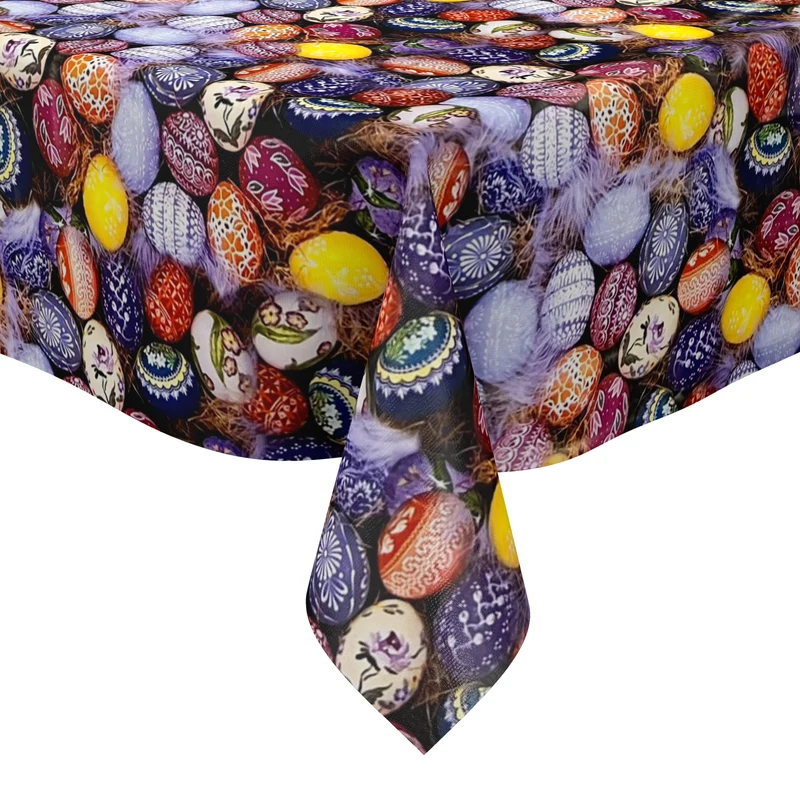 Wachstuch Tischdecke Meterware 01726-00 Ostern bunte Ostereier Federn eckig rund oval