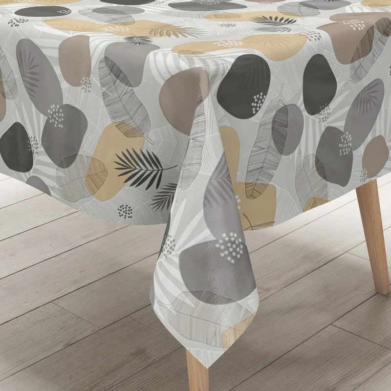 Wachstuch Tischdecke 36798 Herbst Blätter beige braun eckig rund oval