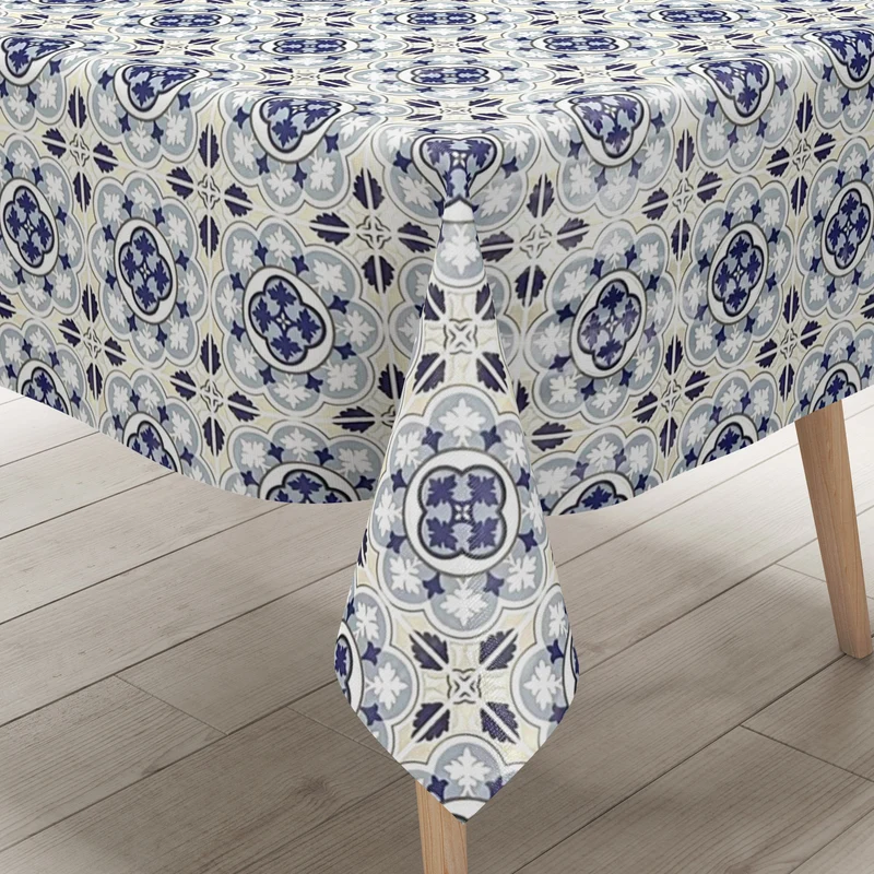 Wachstuch Tischdecke C141144 blau Fliesen Mosaik Portugal mediterran eckig rund oval