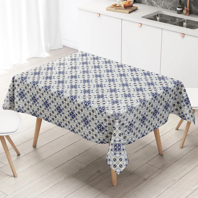 Wachstuch Tischdecke C141144 blau Fliesen Mosaik Portugal mediterran eckig rund oval
